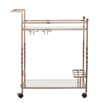 Champagne & Mirrored Glass Bar Cart with Wine Storage