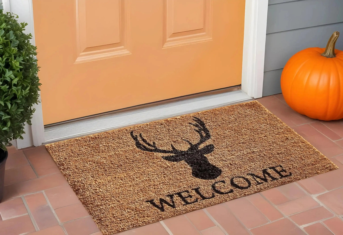 Black Coir Stag Welcome Door Mat