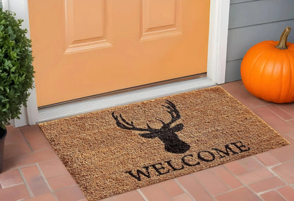 Black Coir Stag Welcome Door Mat
