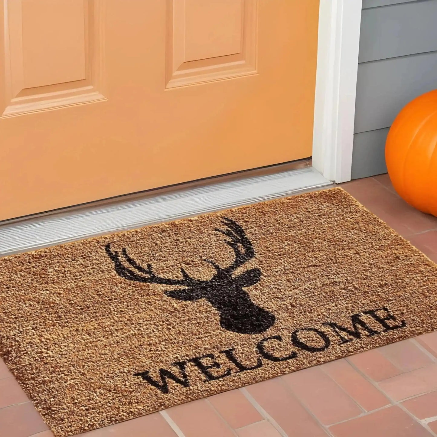 Black Coir Stag Welcome Door Mat