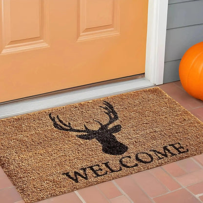 Black Coir Stag Welcome Door Mat