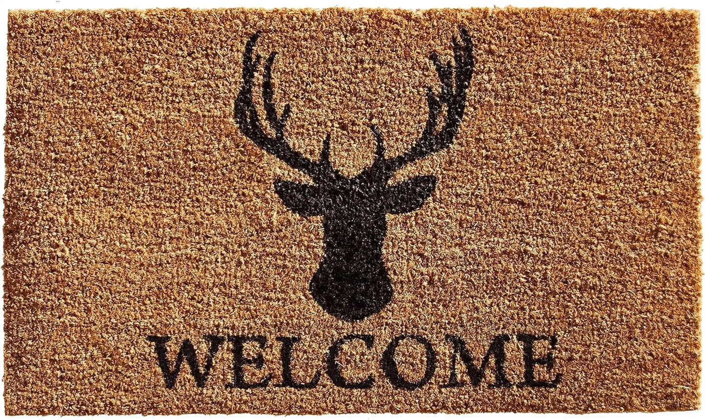 Black Coir Stag Welcome Door Mat