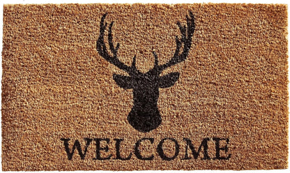 Black Coir Stag Welcome Door Mat