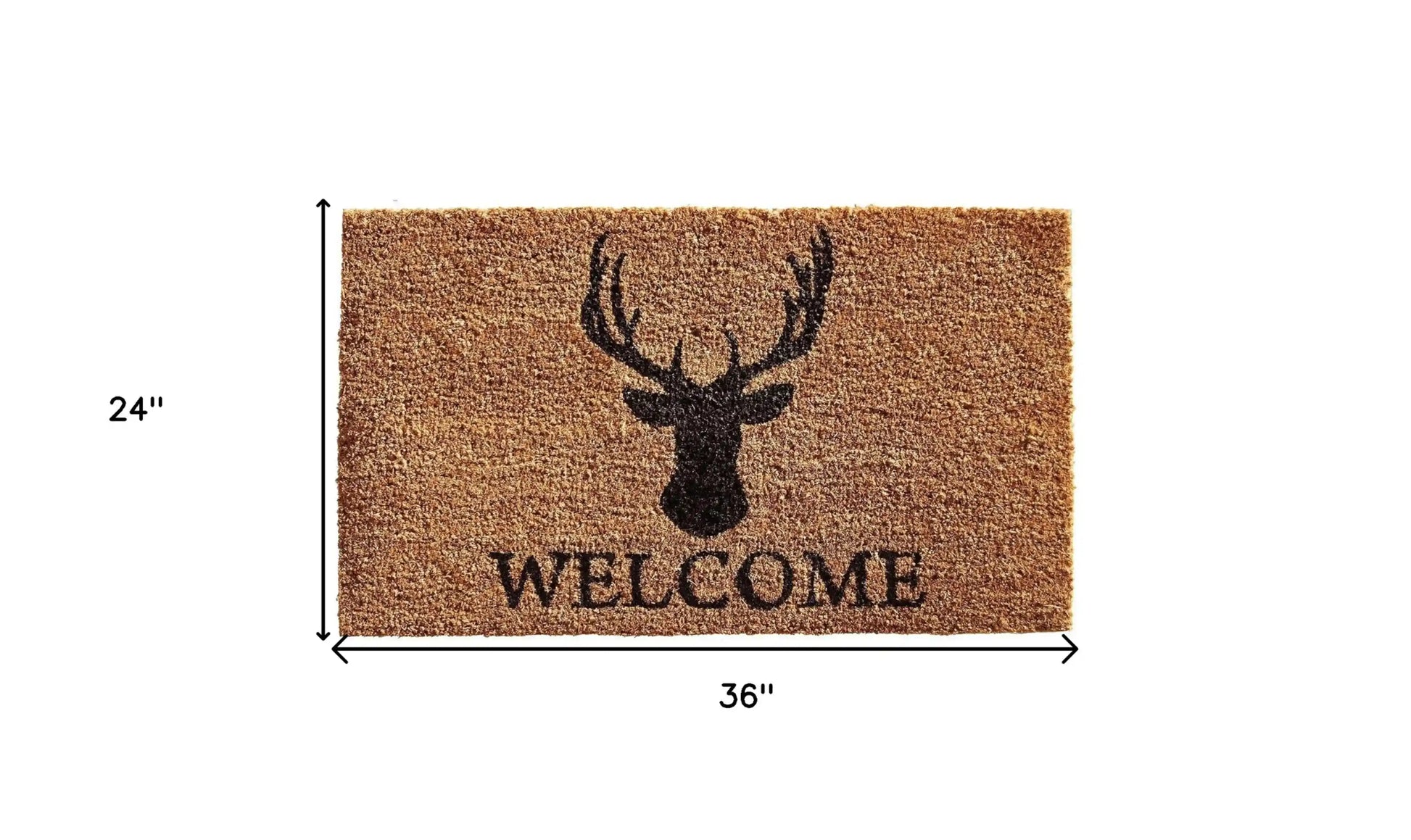 Black Coir Stag Welcome Door Mat