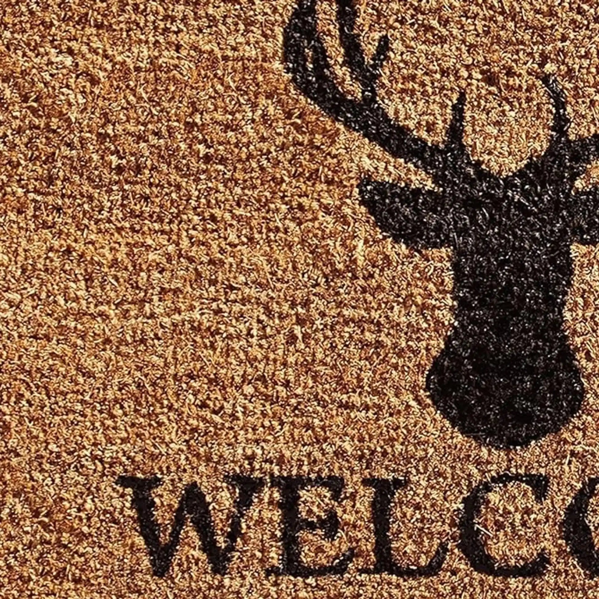 Black Coir Stag Welcome Door Mat
