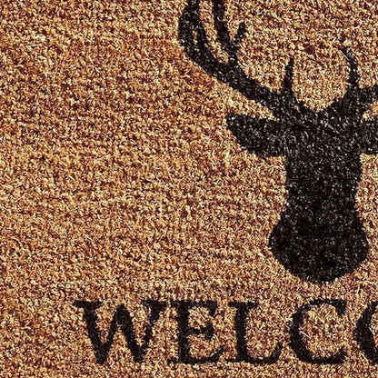 Black Coir Stag Welcome Door Mat