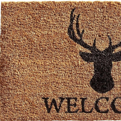 Black Coir Stag Welcome Door Mat