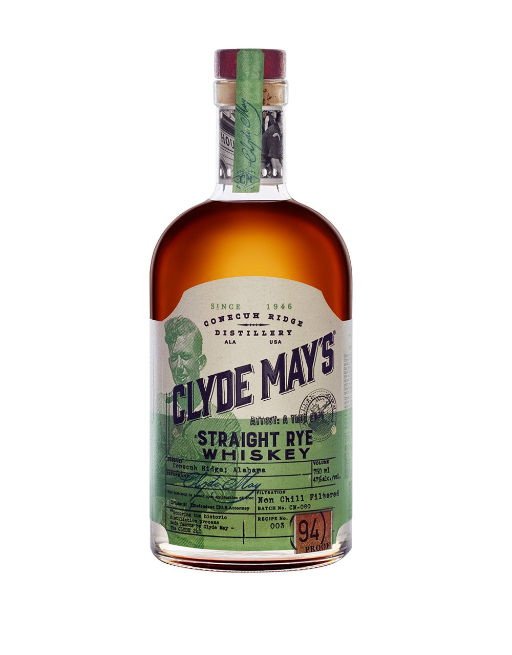 Clyde May's Straight Rye Whiskey Bottle