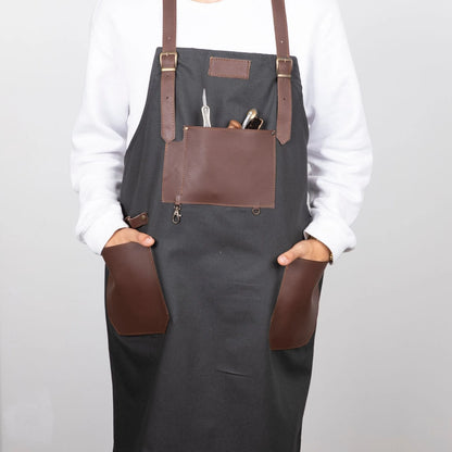 Saddlestrings Handmade Leather-Trim Work Apron