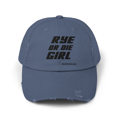 “Rye or Die Girl” Distressed Whiskey Cap