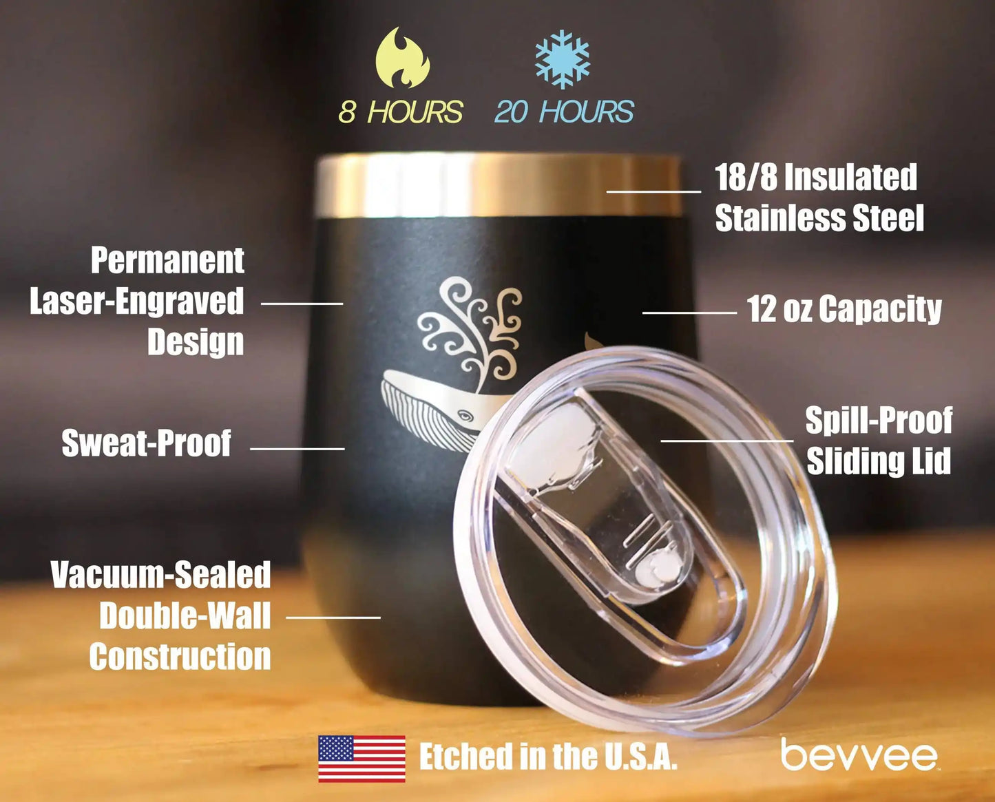 Whale Insulated Wine Tumbler for Ocean Lovers