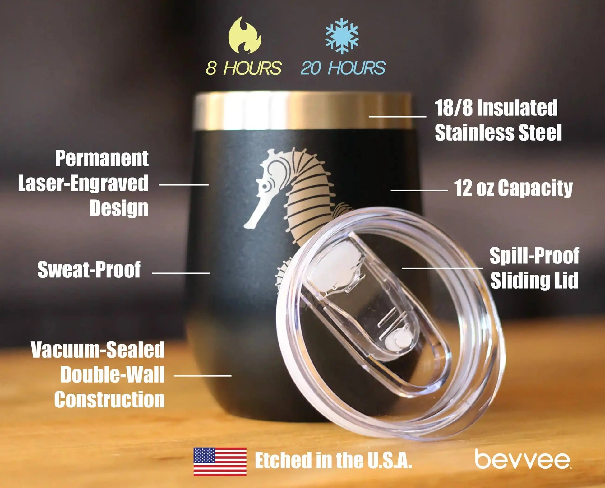 Seahorse Insulated Wine Tumbler for Beach Gifts