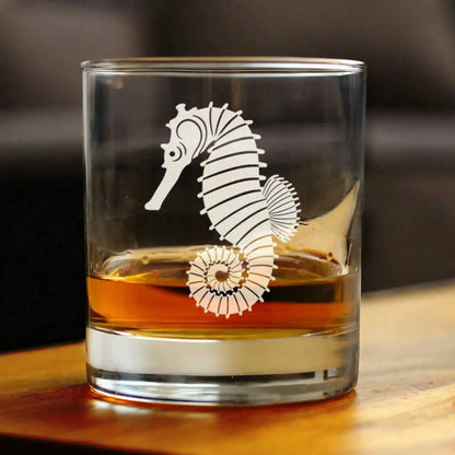 Seahorse Whiskey Rocks Glass for Beach Lovers