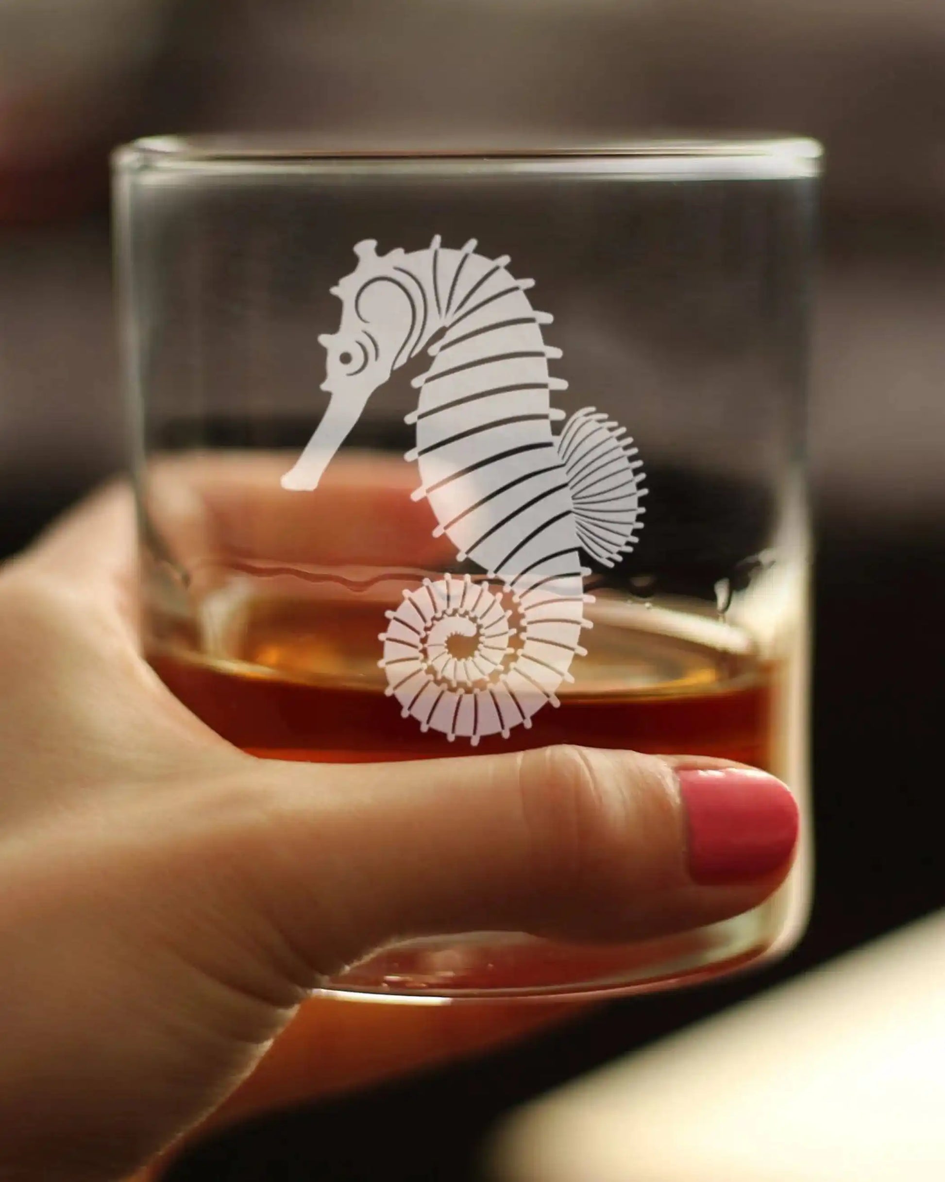Seahorse Whiskey Rocks Glass for Beach Lovers