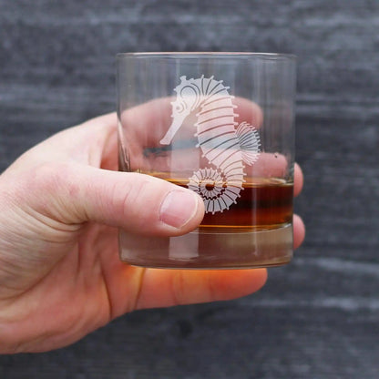 Seahorse Whiskey Rocks Glass for Beach Lovers