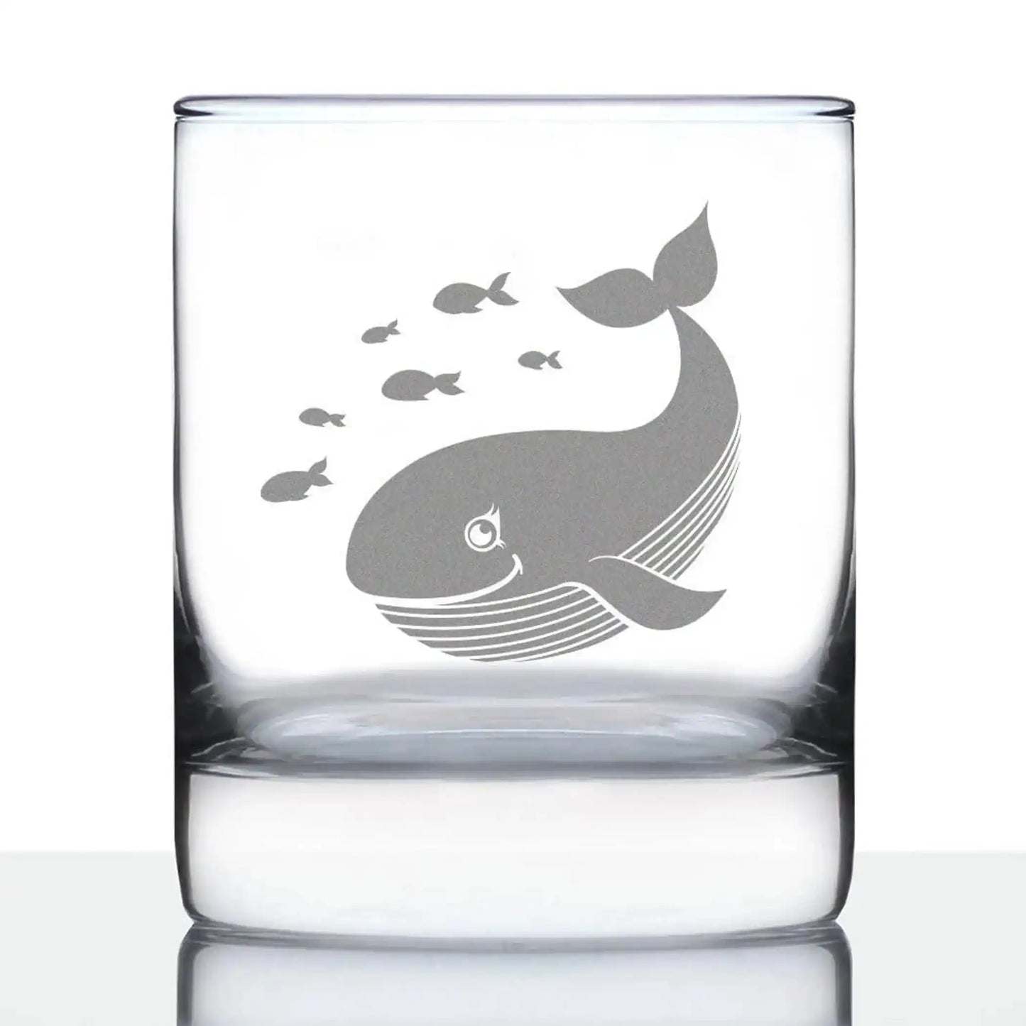 Cute Whale Whiskey Rocks Glass