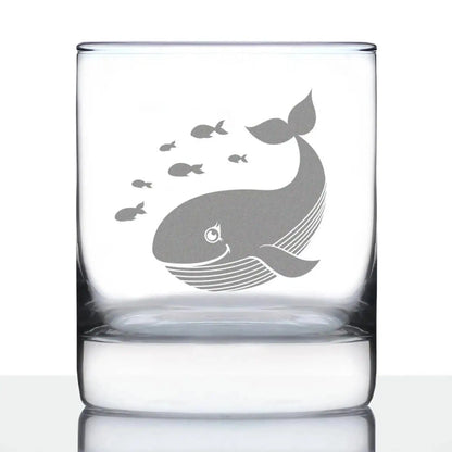 Cute Whale Whiskey Rocks Glass