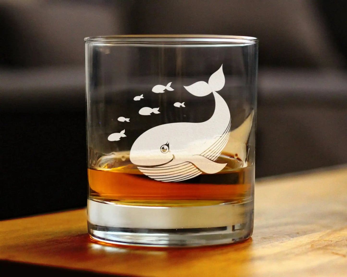 Cute Whale Whiskey Rocks Glass
