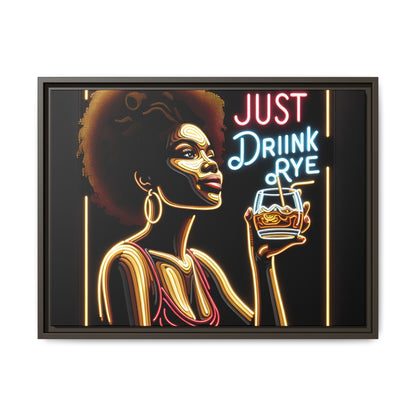 "Just Drink Rye" Framed Canvas Wrap — Whiskey Wall Art - packaging