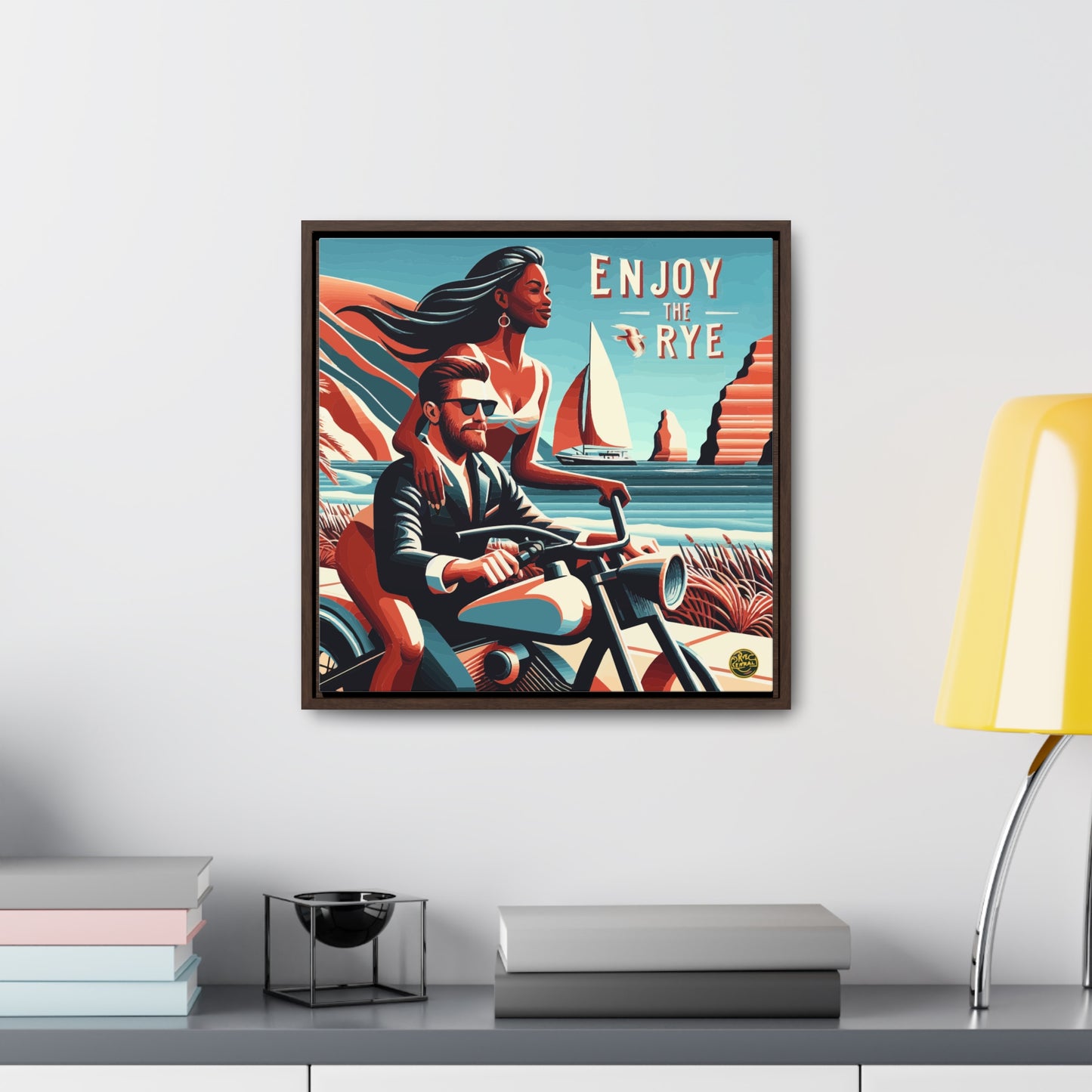 “Enjoy The Rye” Whiskey Art Canvas & Frame Included