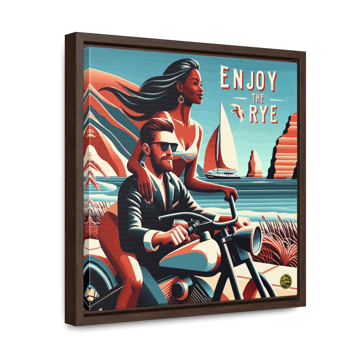 “Enjoy The Rye” Whiskey Art Canvas & Frame Included