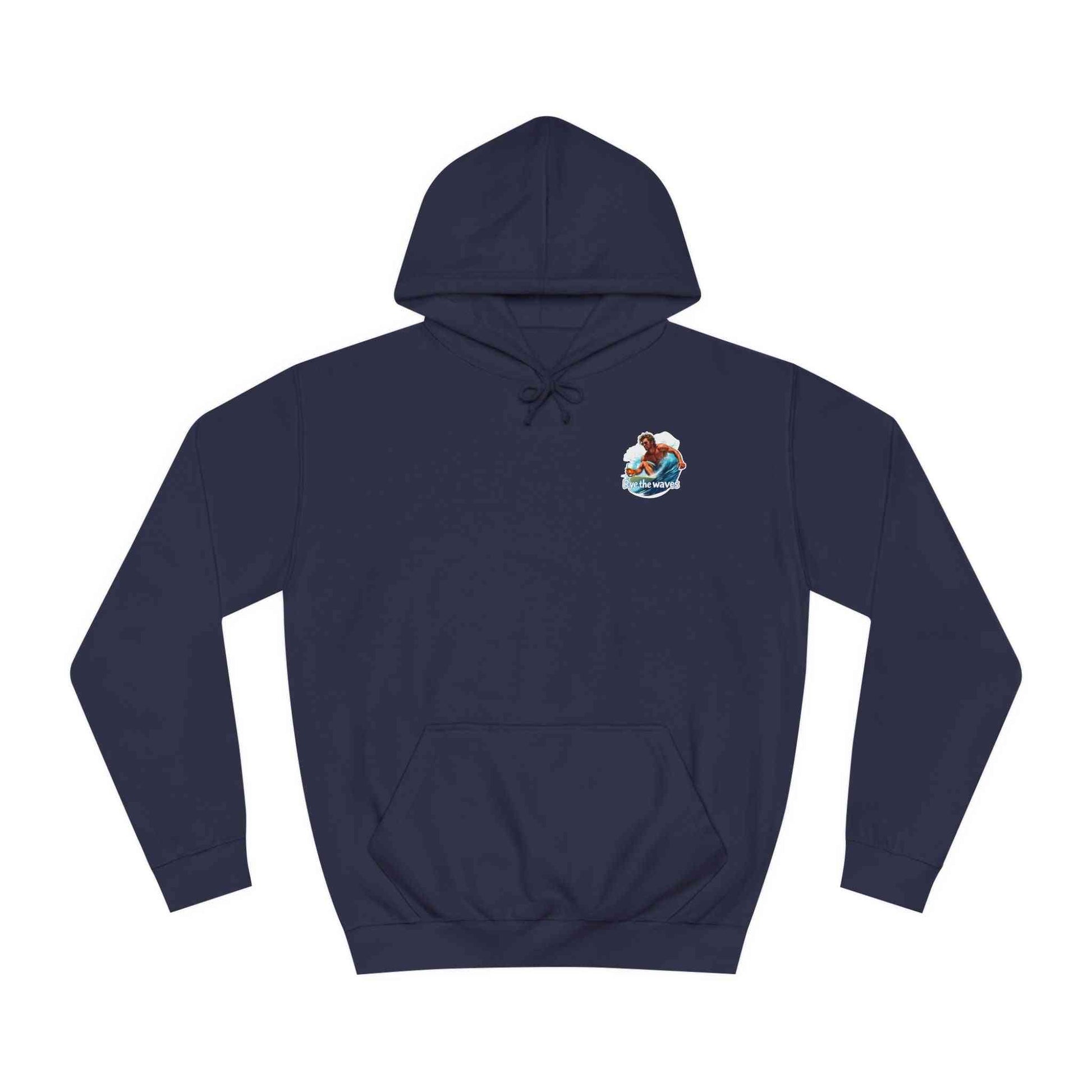 Navy Surf Whiskey Hoodie with front chest print, ideal for casual wear and chill vibes with oversized comfort.
