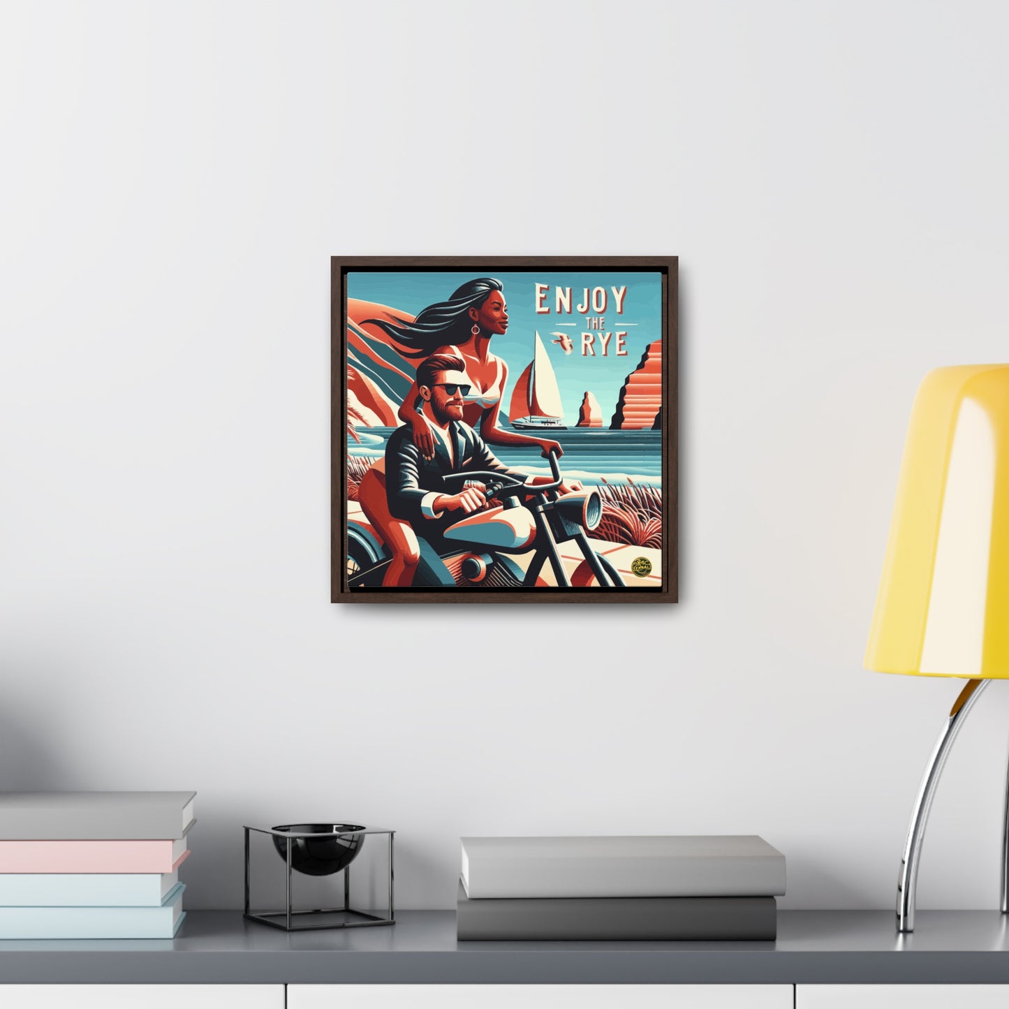 “Enjoy The Rye” Whiskey Art Canvas & Frame Included