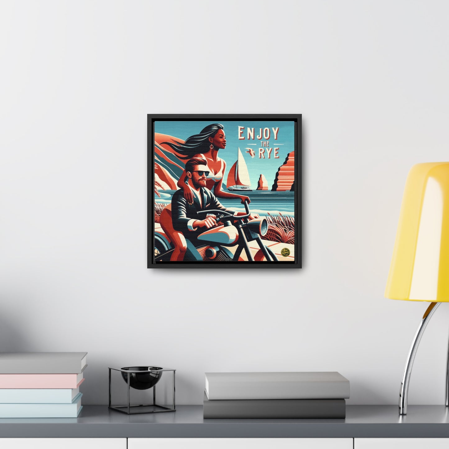“Enjoy The Rye” Whiskey Art Canvas & Frame Included