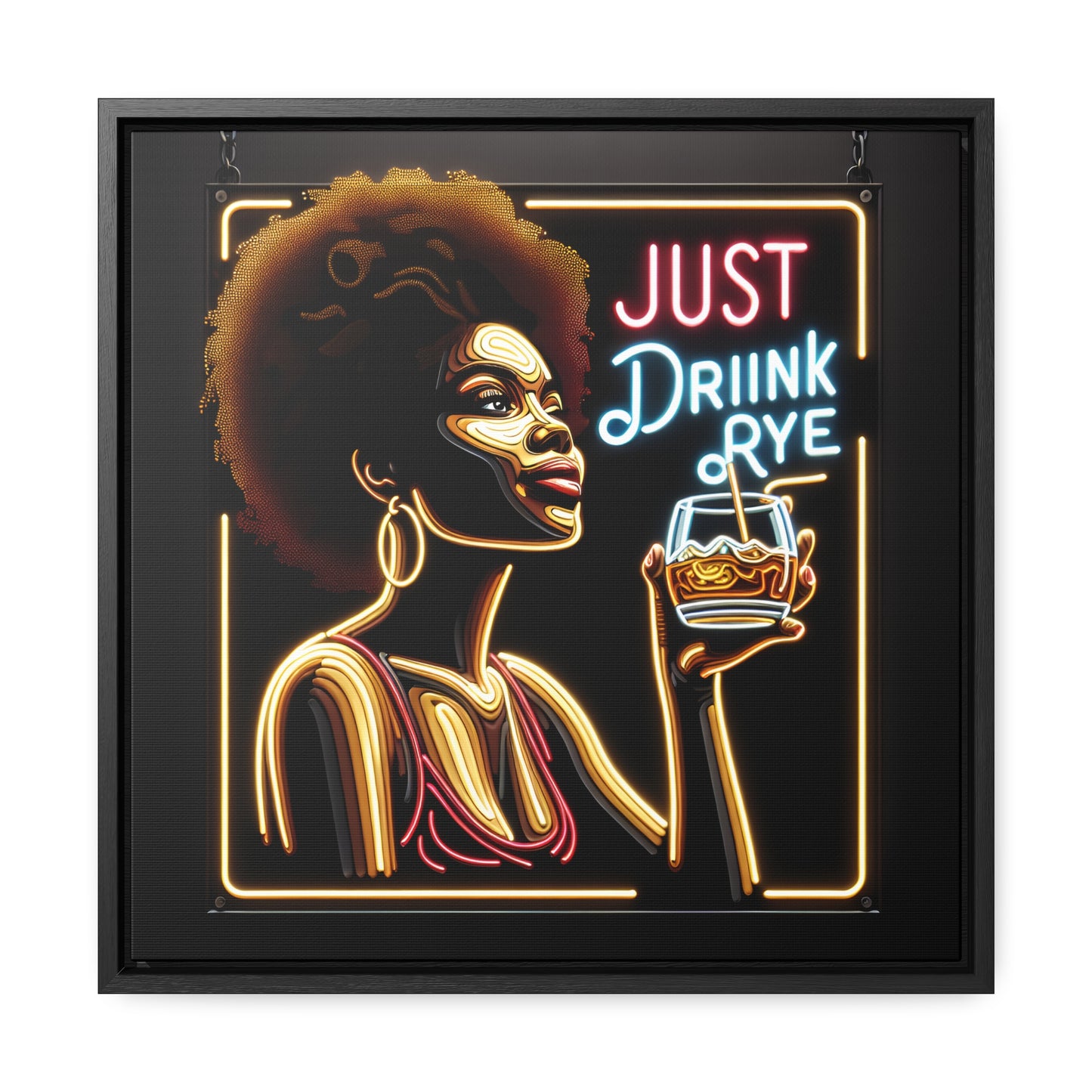 “Just Drink Rye” Whiskey Canvas black frame & shadow gap frame included!