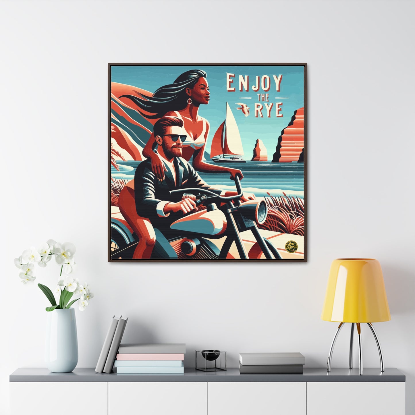 “Enjoy The Rye” Whiskey Art Canvas & Frame Included
