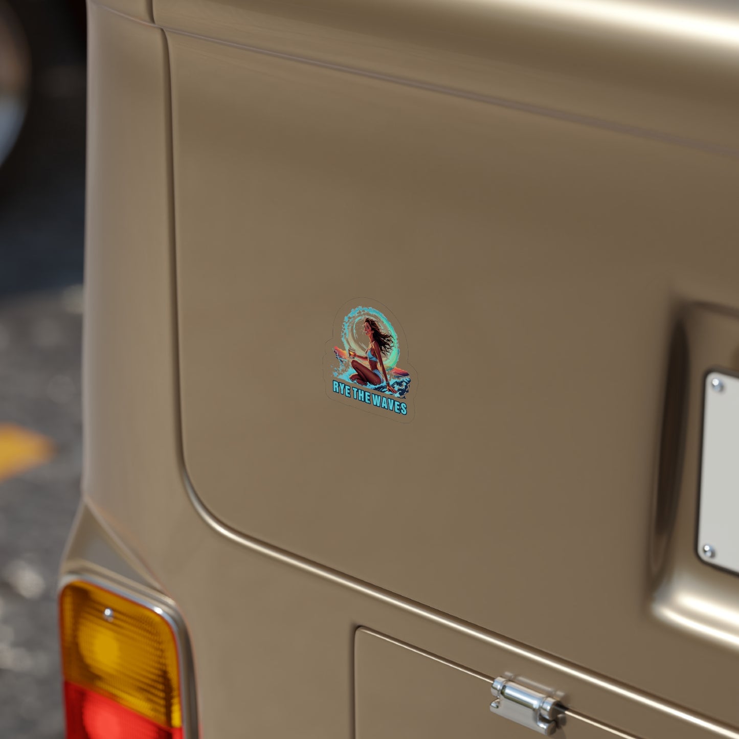 “Rye The Waves” Whiskey Transparent Outdoor Sticker 1pc