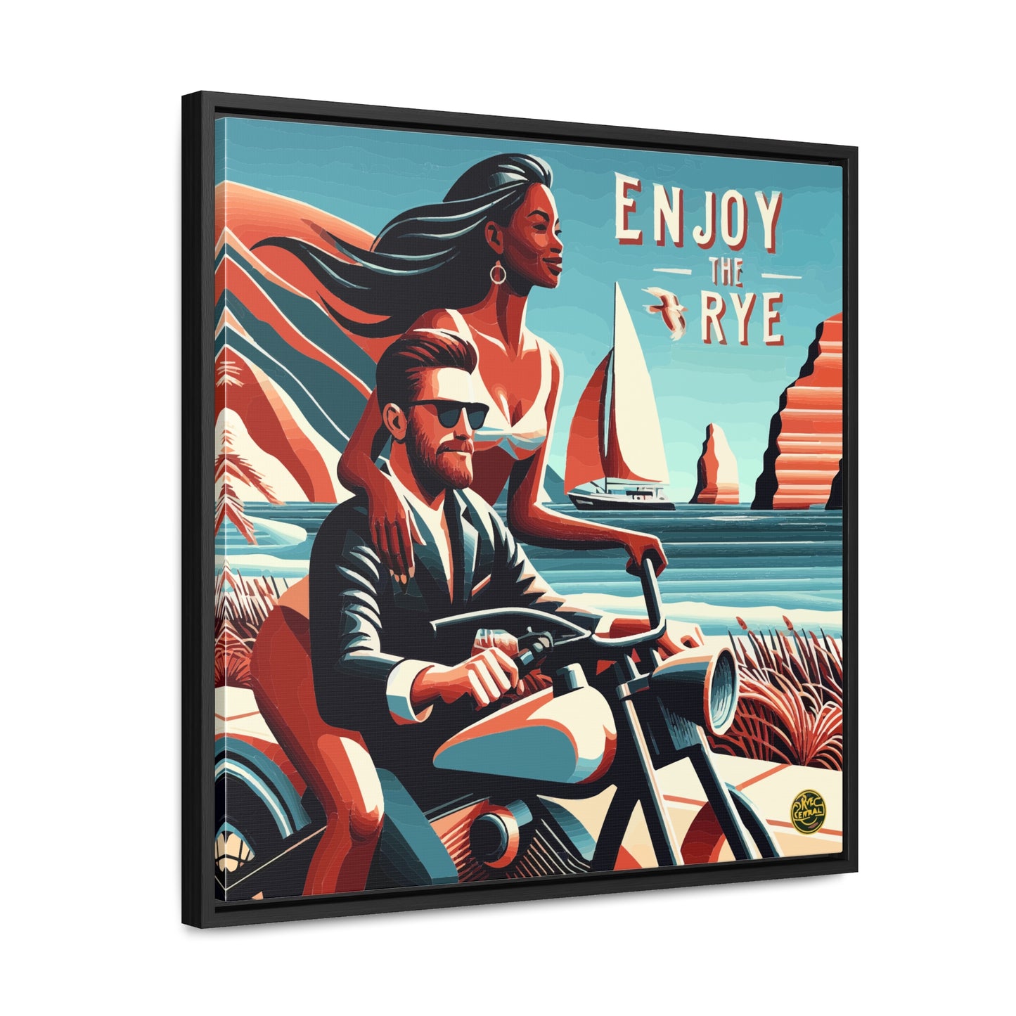 “Enjoy The Rye” Whiskey Art Canvas & Frame Included