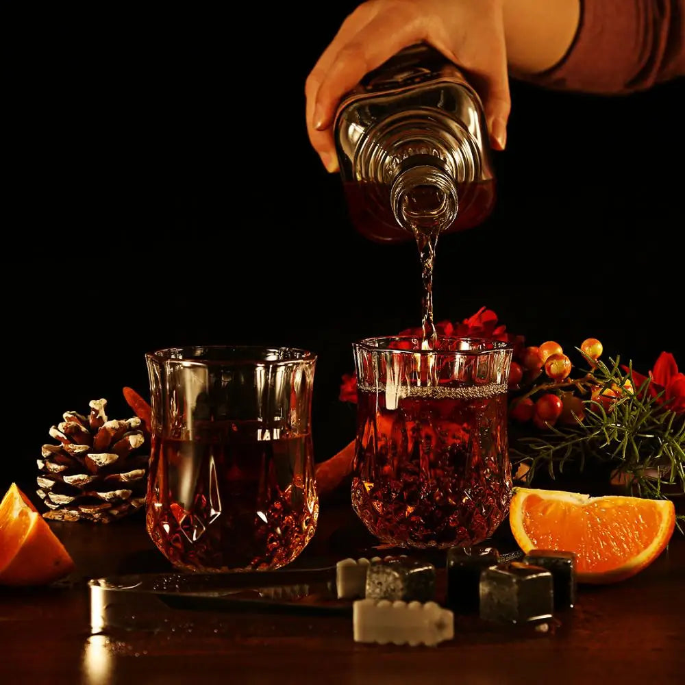 Whiskey Glass Set with Granite Whiskey Stones