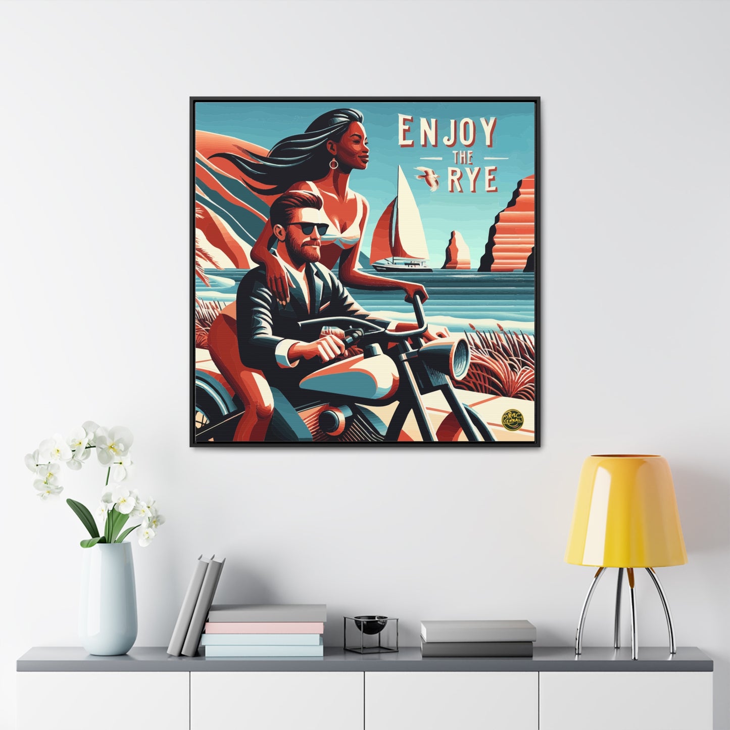 “Enjoy The Rye” Whiskey Art Canvas & Frame Included