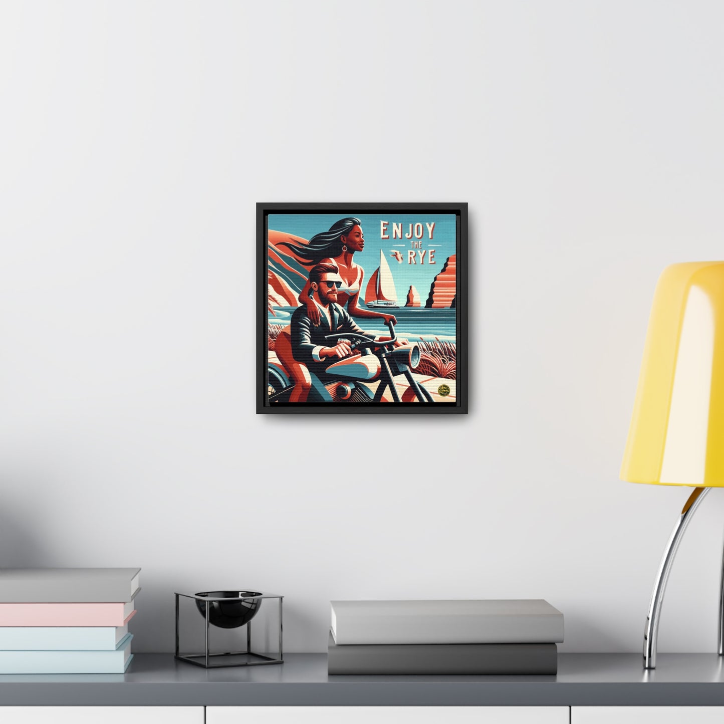 “Enjoy The Rye” Whiskey Art Canvas & Frame Included