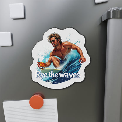 “Rye The Waves” Whiskey Surfer Magnet
