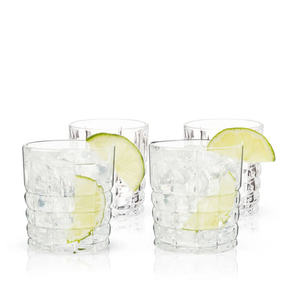 Viski Highland Crystal DOF Tumblers, Set of 4