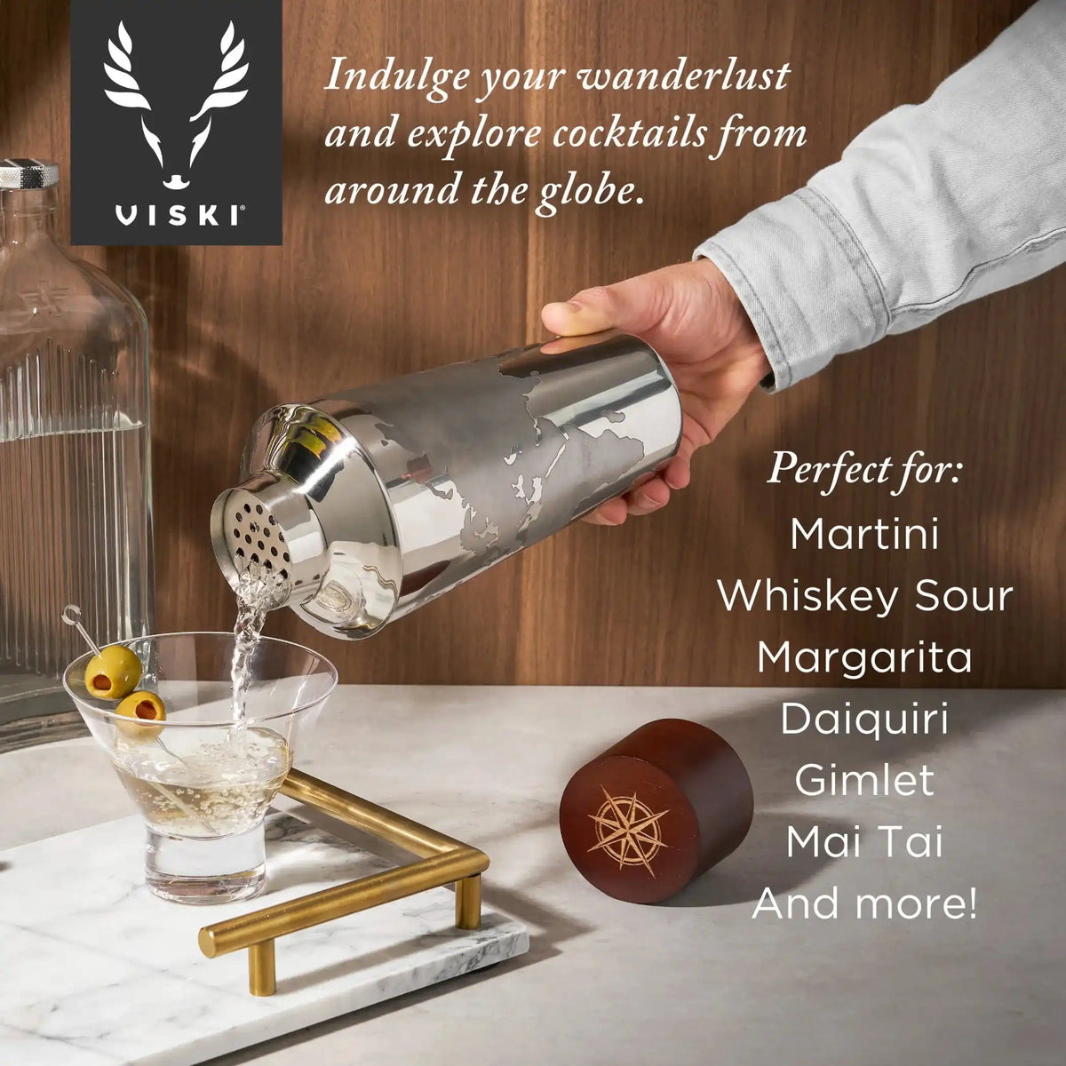 Viski Globe Cocktail Shaker, 32 oz