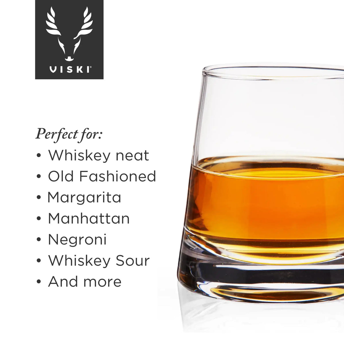 Viski Burke Crystal Whiskey Glasses, Set of 2