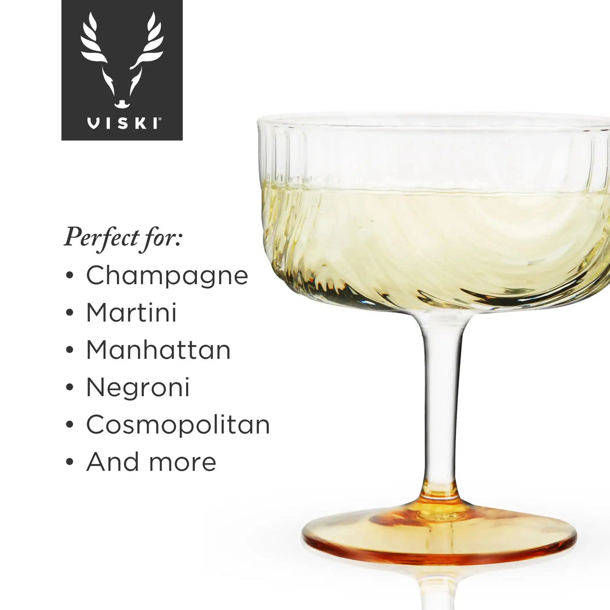 Viski Gatsby Cocktail Coupes, 8 oz
