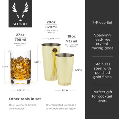 Gold Bar Essentials Set for Perfect Cocktails 7-Piece 