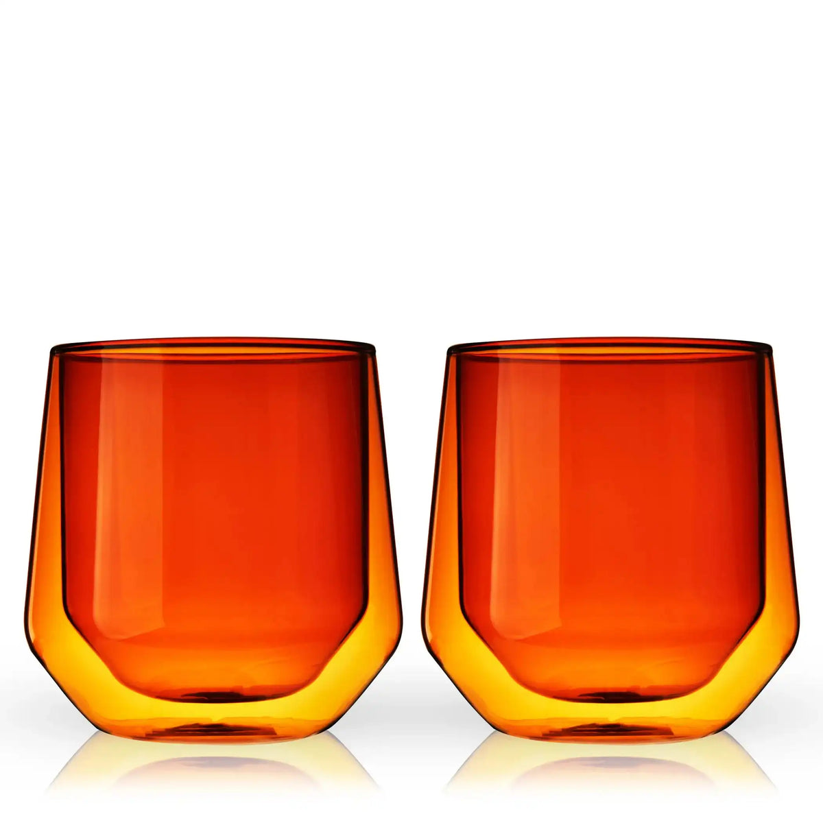 Viski Double-Walled Aurora Tumblers, Amber, Set of 2