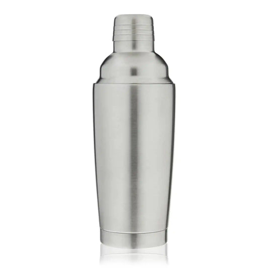 True Vacuum Insulated Cocktail Shaker 25oz silver stainless steel front view