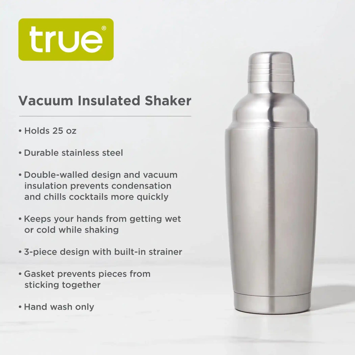 Viski True Vacuum Insulated Cocktail Shaker 25oz Stainless Steel