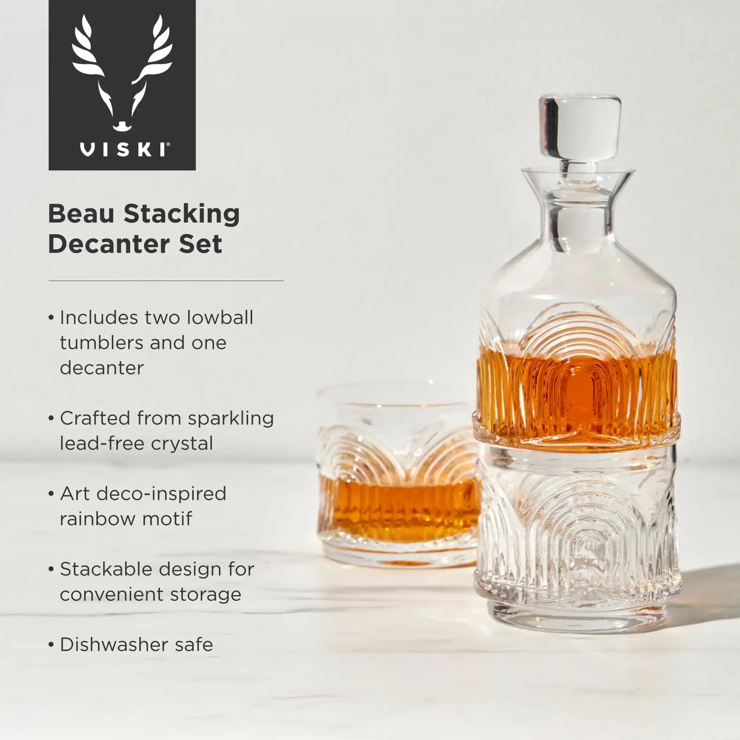 Viski Beau Stacking Decanter Set 
