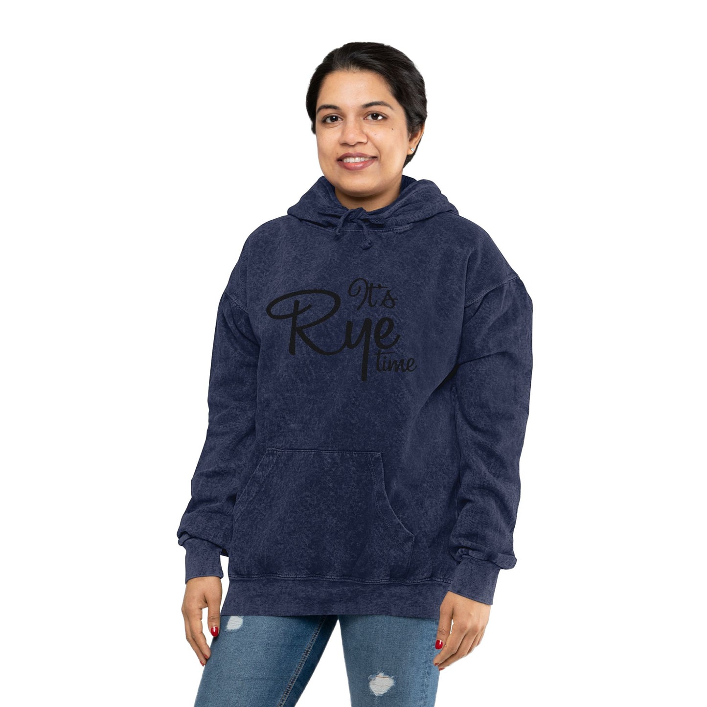 “It’s Rye Time” Whiskey Unisex Mineral Wash Hoodie