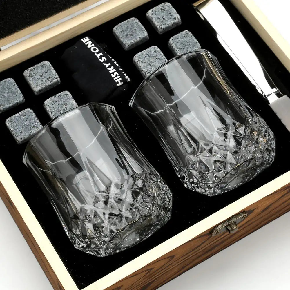 Whiskey Glass Set with Granite Whiskey Stones