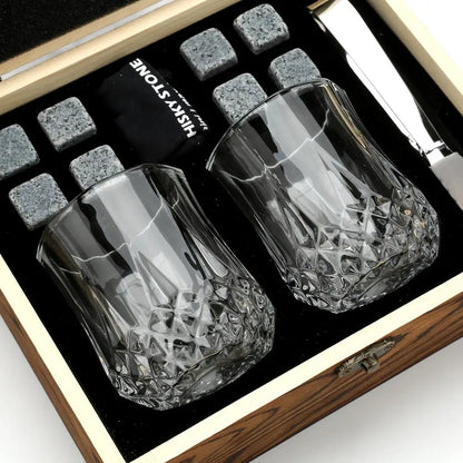 Whiskey Glass Set with Granite Whiskey Stones