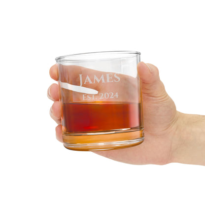 Personalized Engraved Whiskey Glass 10.5oz — Name & Date Old Fashioned Glass