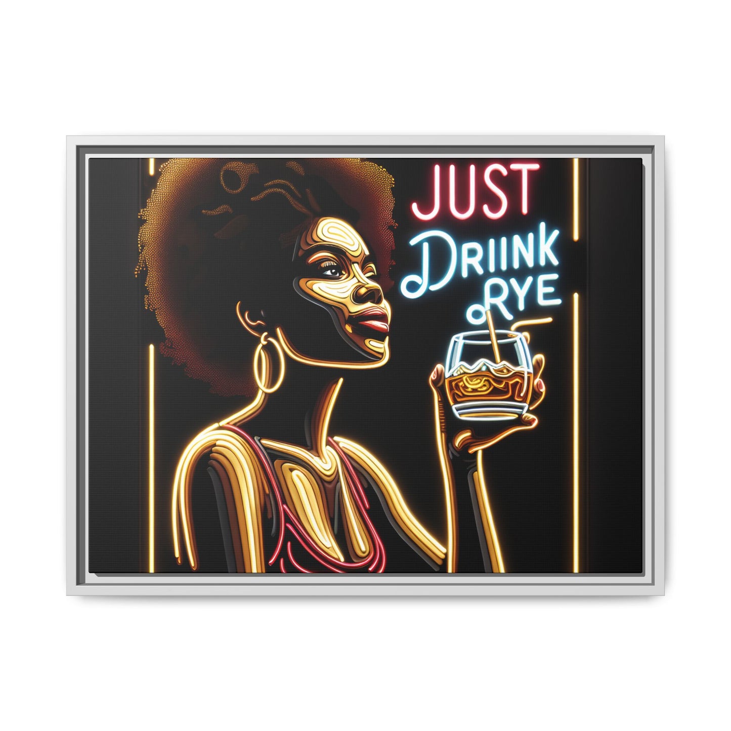 "Just Drink Rye" Framed Canvas Wrap — Whiskey Wall Art - additional view